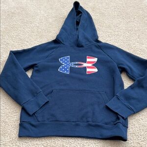 Under Armour Kids Blue Hoodie with Red and White Logo